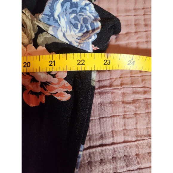 Torrid Sz 3 Black Floral Print Babydoll Front Button Peasant Boho Top Blouse - Picture 5 of 6